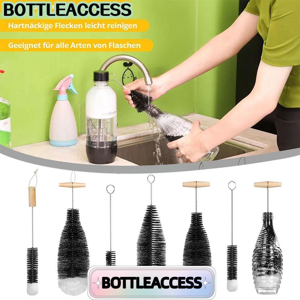 BOTTLEACCESS Glassware Jars ทําความสะอาด, เครื่องมือทําความสะอาดห้องครัว Beechwood Handle Soda Strea