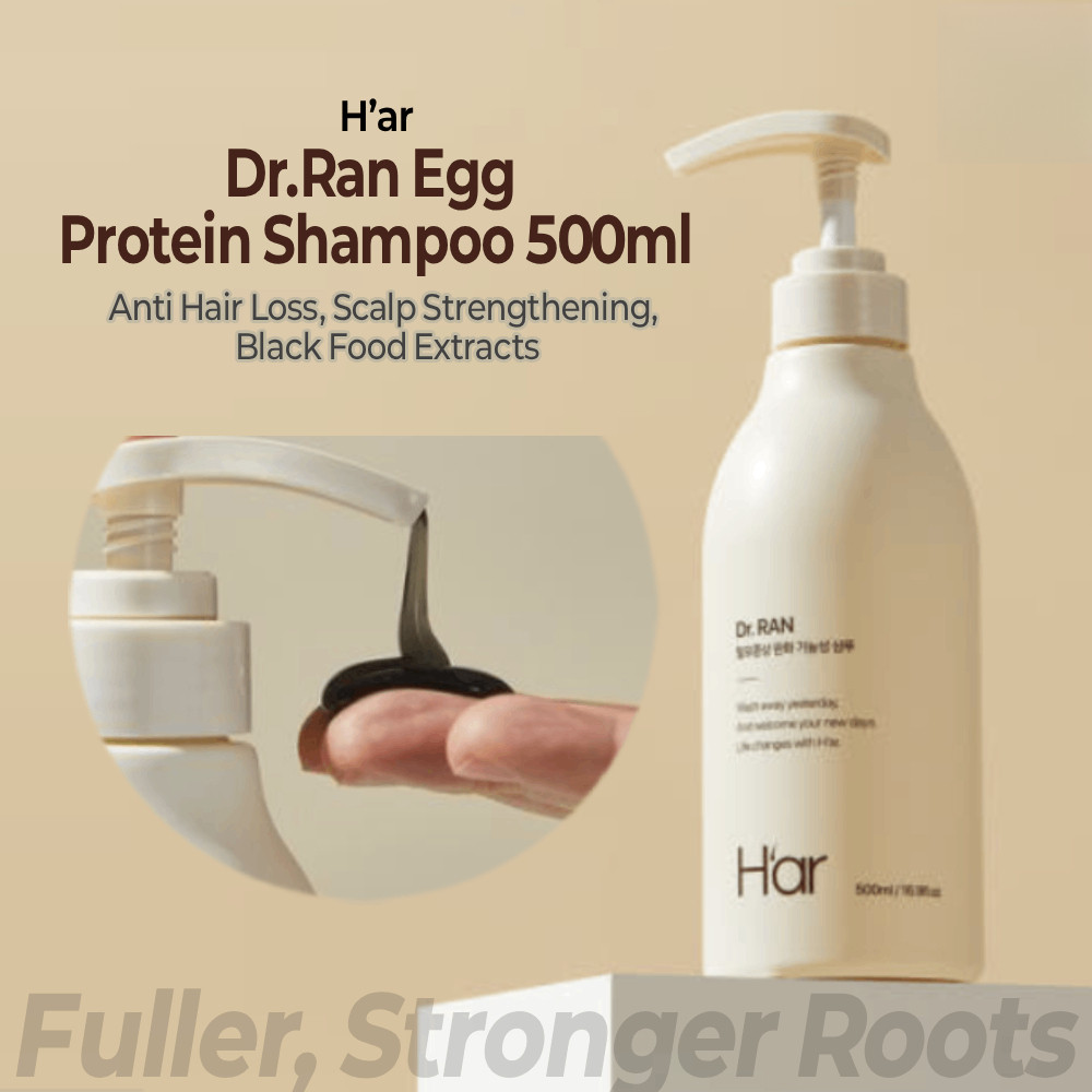Har Dr.Ran Egg Protein Shampoo 500ml | ต่อต้านผมร่วง เสริมหนังศีรษะ สารสกัดอาหารดํา