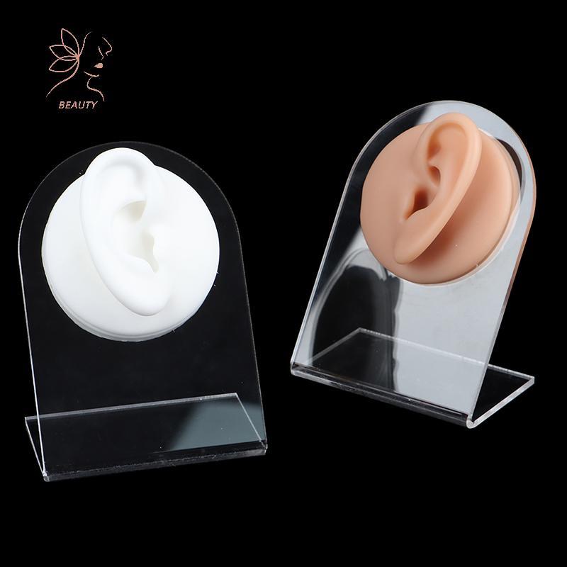 [maybeauty] ซิลิโคนหูรุ่นฝึกเจาะเครื่องมือหูกระดุมแสดงพร้อมขาตั้งอะคริลิค {TH}