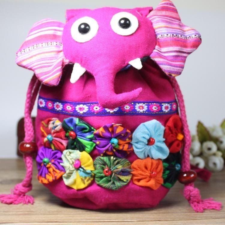 Yunnnan Lijiang สไตล์ชาติพันธุ์ผ้าทําด้วยมือผ้าฝ้ายผ้าลินินเด็กช้างกระเป๋าเด็กของขวัญ Mini หญิง Cros