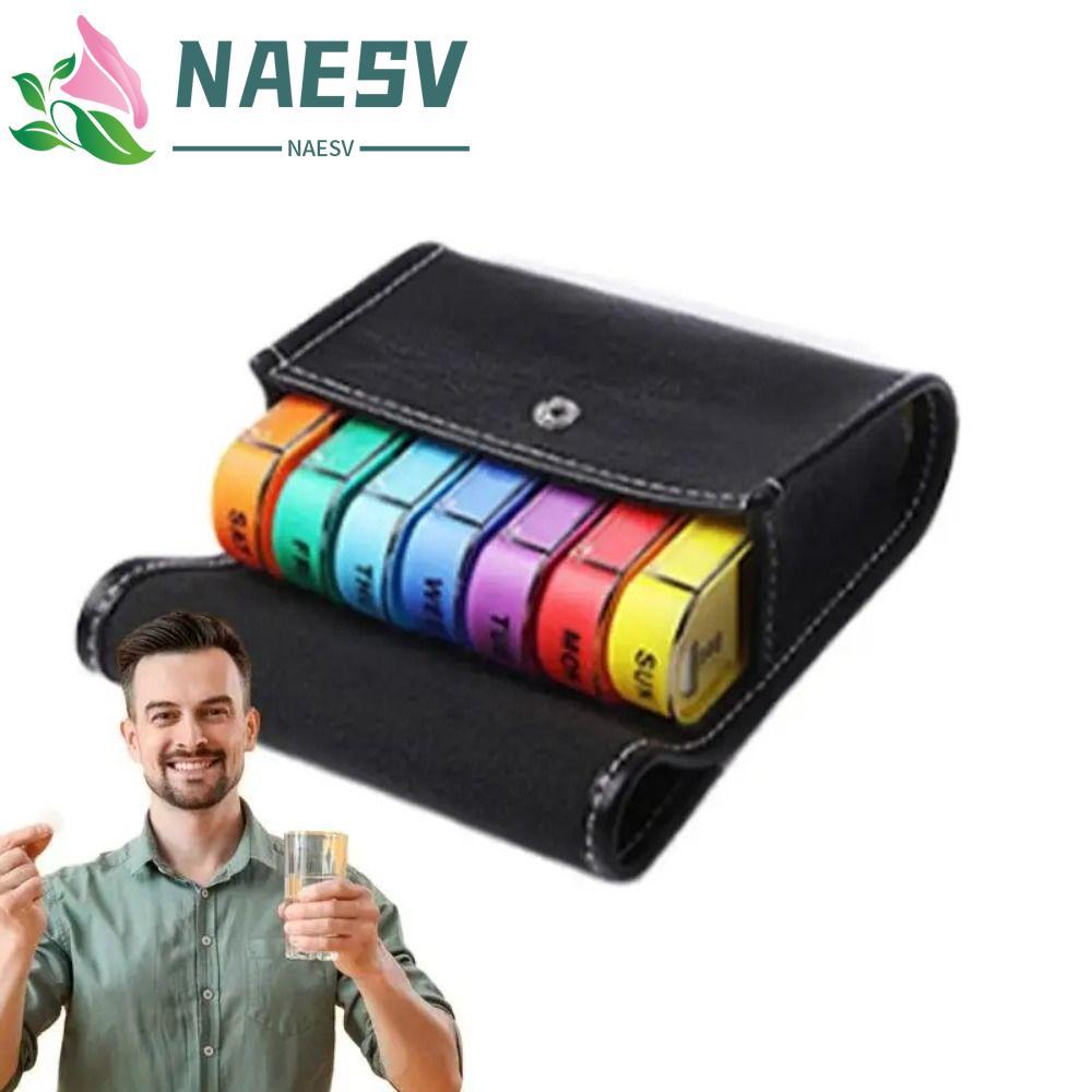 NAESV กล่องจัดยารายสัปดาห์, Week Mark Reusable 7 วัน, กระเป๋าพกพา PU สะดวก 4 ครั้งในวันฝุ่น 28-Grid 