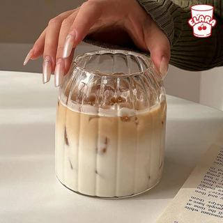 แก้วกระจกรูปทรงโค้ง 540/750ml | แก้วกาแฟเย็น ชานม น้ำผลไม้ สไตล์อินสตา ปลอดสารตะกั่ว เหมาะบ้าน
