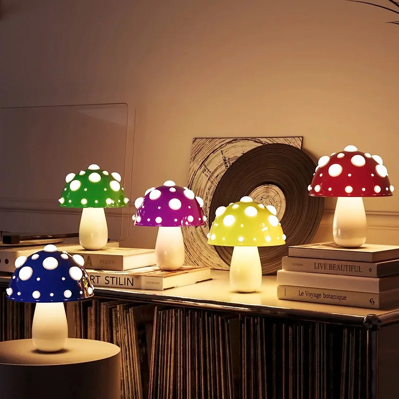 Fly Amanita เห็ดโคมไฟ LED สีคู่ G9 หลอดไฟ USB ชาร์จ Fly Agaric โคมไฟตั้งโต๊ะสําหรับห้องนั่งเล่นข้างเ