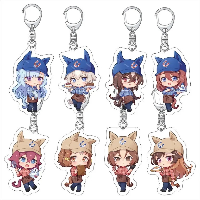 พวงกุญแจอนิเมะ Umamusume Pretty Derby Oguri Cap น่ารัก Mica Acrylic Chibi รุ่นห้อยกระเป๋าเป้สะพายหลั