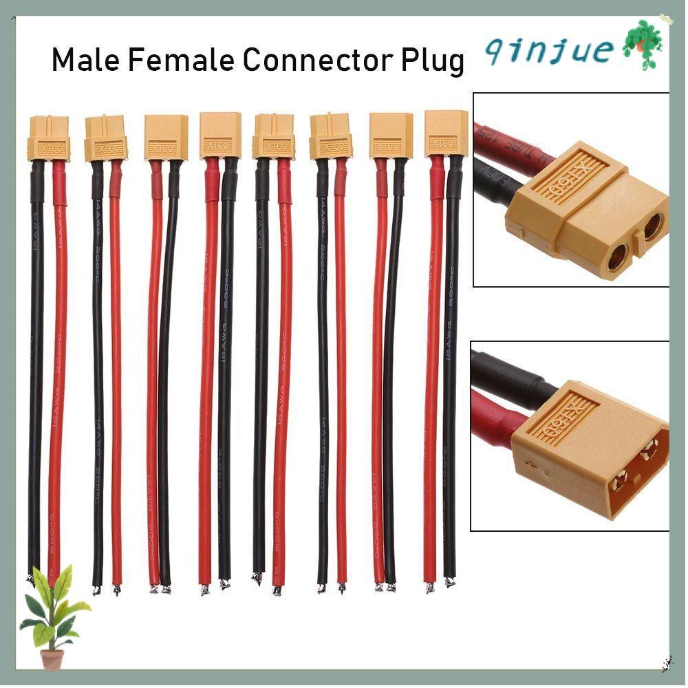 QINJUE XT90 Connector, 2 รูปแบบหญิง / ชาย 100 มม. XT90 Connector, พร้อมชิ้นส่วนเครื่องมือลวด 10AWG