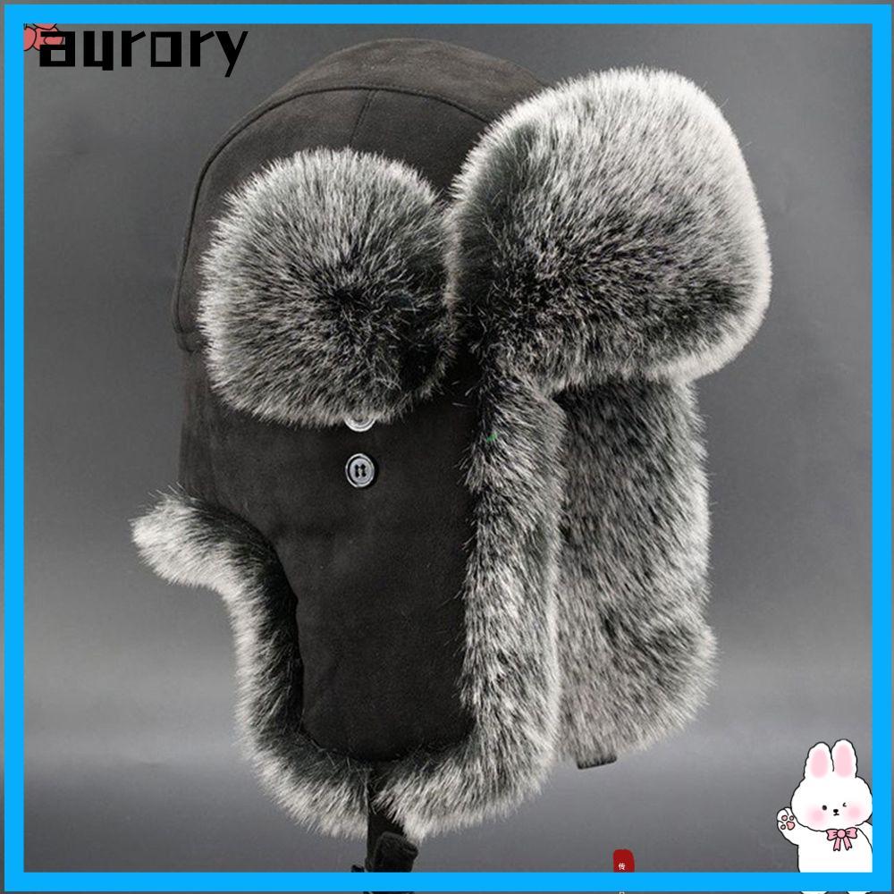 AURORY Faux Fur Earflap รัสเซีย Cossack หนังนิ่มหนัง Ushanka Bomber Hats