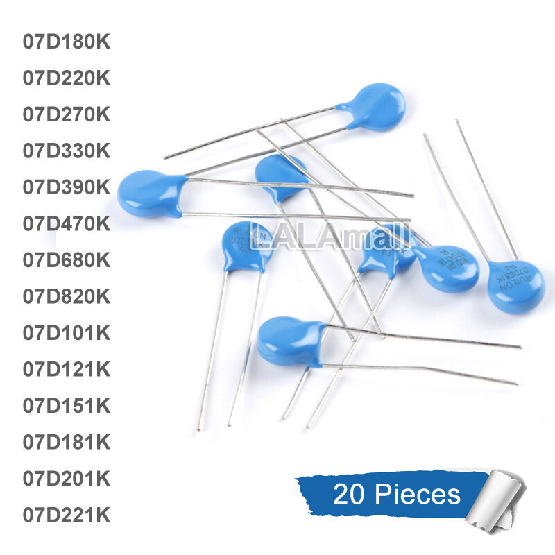 20 ชิ้น/ล็อต Vartor 07D180K 07D220K 07D270K 07D330K 07D390K 07D470K 07D680K 07D820K101K 07D151K 07D2