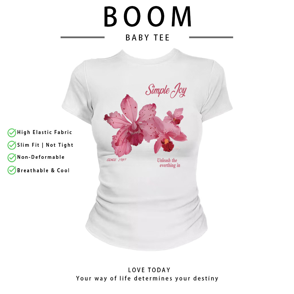 COD（จัดส่งภายใน 24 ชั่วโมง）เสื้อสาวอวบ เสื้อครอปท็อป แขนสั้น babytee สไตล์เกาหลี y2k T-shirt | สไตล์แฟชั่น V09
