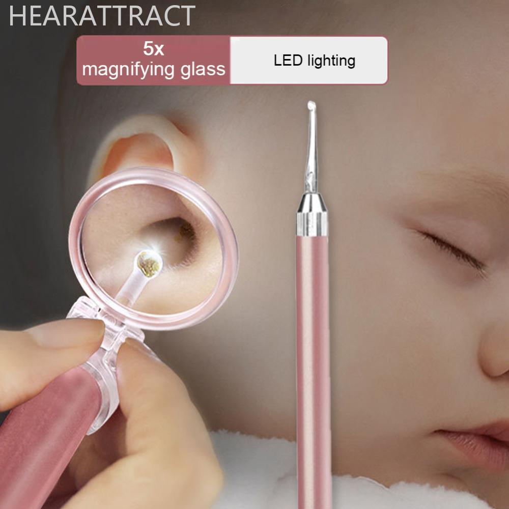 HEARATRACT Baby Ear Cleaner ช้อนหู Digger LED Flash Light Visual เด็ก Earpick Visual เด็ก Earpick ชุ