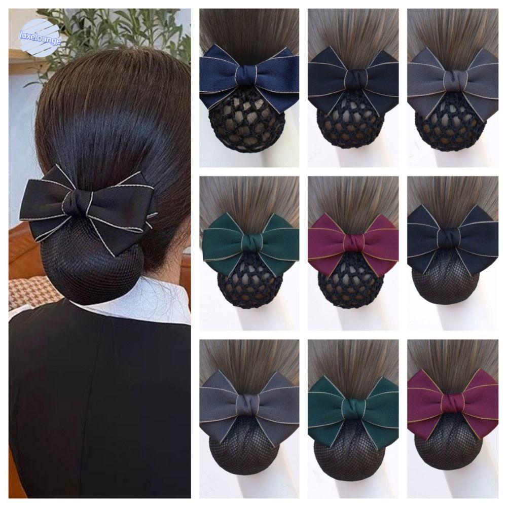LUXELUNGE Bowknot Spring Clip, Ribbon Korean Style Bun Snood, Fashion Hair Accessories Headwear Barr