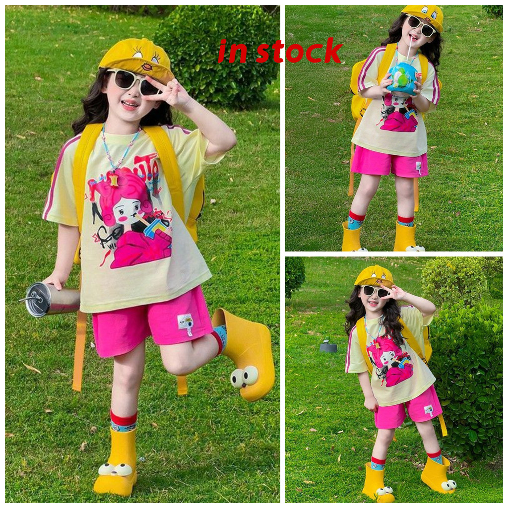 ชุดสาวฤดูร้อนสไตล์เกาหลี ปี 2026 เสื้อยืดแขนสั้นและกางเกงขาสั้น GRL909