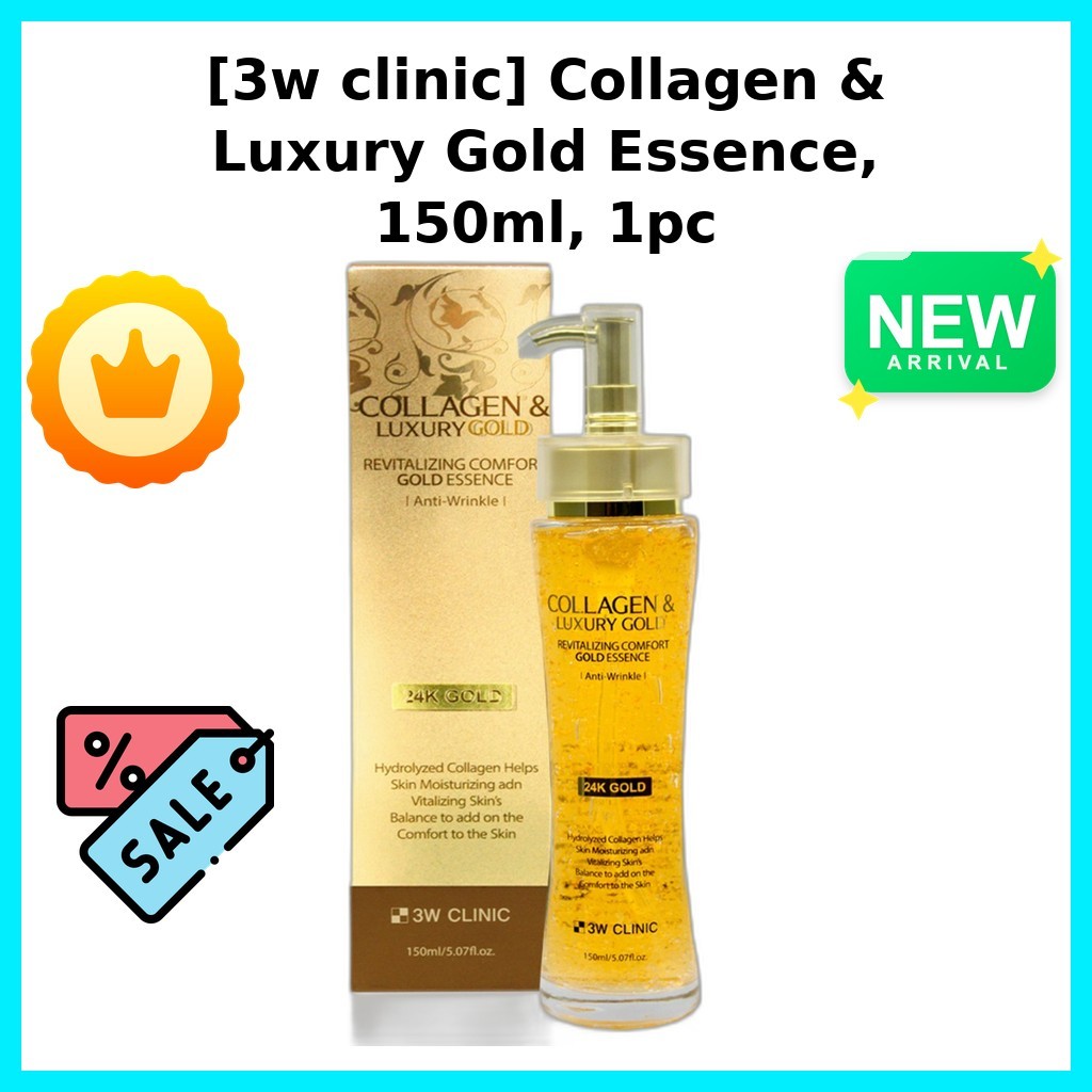 3W CLINIC [คลินิก 3w] Collagen & Luxury Gold Essence, 150ml, 1pc / Korean Essence / Radiant Glow / ข