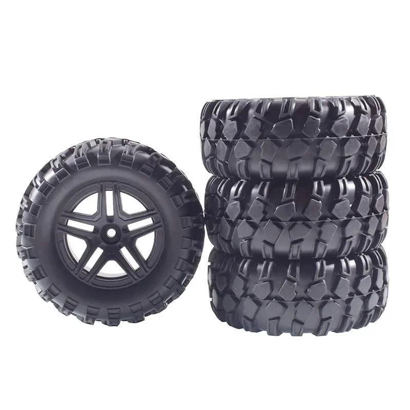 4pcs 90 มม.ยางยางและไนลอนล้อขอบ 12 มม.Hex สําหรับ MN128 MN999 MN86 MJX 10208 Universal