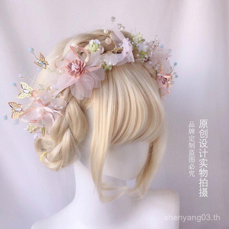 ริบบิ้นประดับดอกไม้สำหรับผม สไตล์โมริ ทำจากผ้าไหม พร้อมโบครบที่สวยงามIW4R