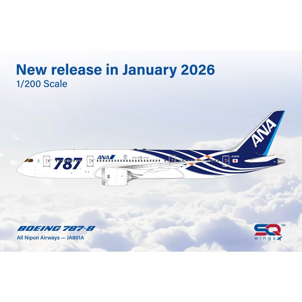 SQ Wings L2134 L2135 1: 200 All Nippon Air B787-8 JA801A JA802A โลหะผสม