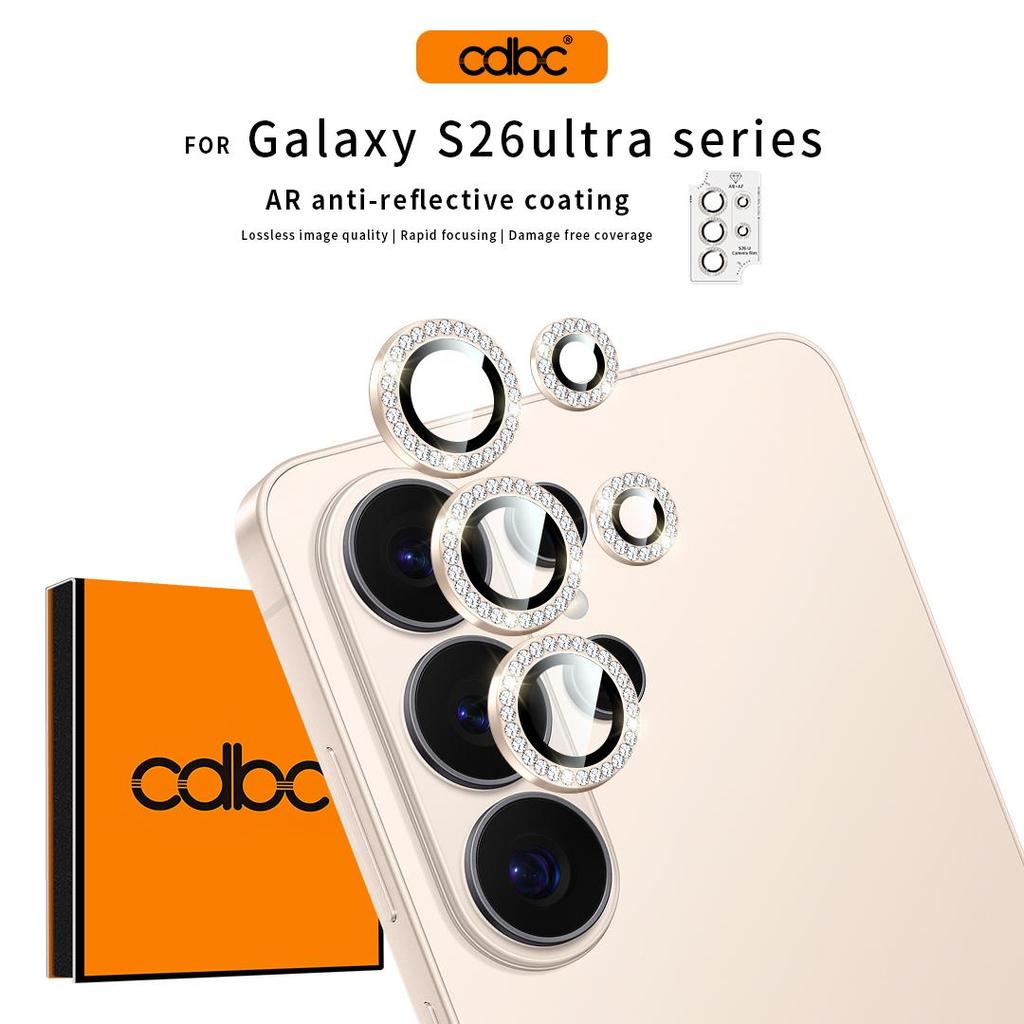 Cdbc Samsung Galaxy S26 Ultra ตัวป้องกันเลนส์ CDBC Bling Diamond Design AR เคลือบกันกระแทกกันฝุ่นติดตั้งง่ายฝาครอบเลนส์
