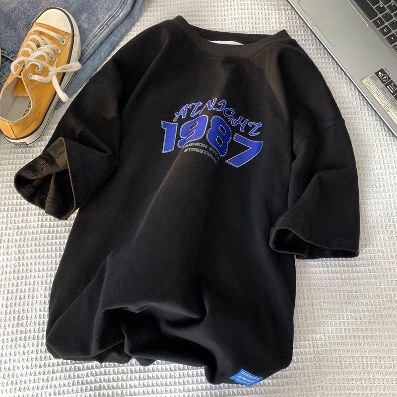 CODACE BEAUTY ผ้าฝ้าย 100% เสื้อยืดแขนสั้น Unisex 1987 อเมริกันย้อนยุค baju ผู้หญิงและผู้ชาย Baggy ร