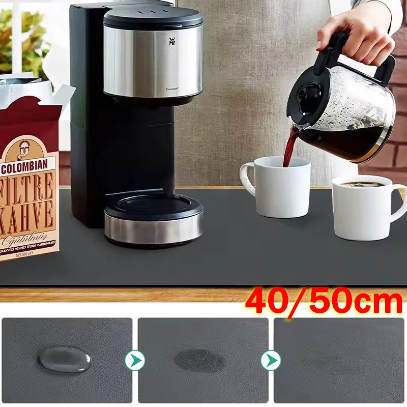 เสื่อเครื่องชงกาแฟสีทึบ-แผ่นระบายน้ําเคาน์เตอร์ครัว-เสื่ออบแห้งฉนวนกันความร้อนแบบไม่ล้างทําความสะอาดได้