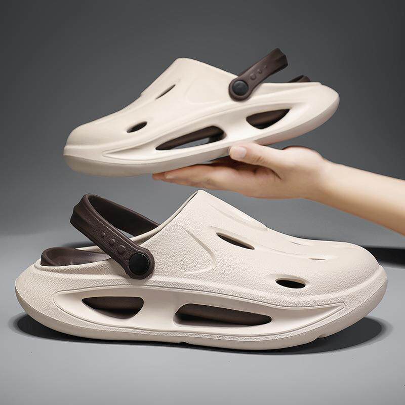 รองเท้าทะเล รองเท้าคีบ ใหม่ไซส์ใหญ่ EVA ยางและพลาสติกหนาสองชั้นมีสีพื้นนิ่มรองเท้าผู้ชายมีในสต็อก