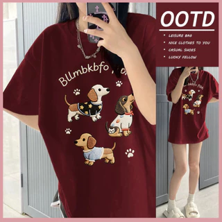 🐕Su.Tee🐕เสื้อน่ารัก เสื้อยืด oversize เกาหลี โคตรนุ่ม เนื้อผ้าฝ้ายผสมโพลีเอสเตอร์ ลาย "Bllmbkbfo ftbh" สินค้าใหม่ 2026