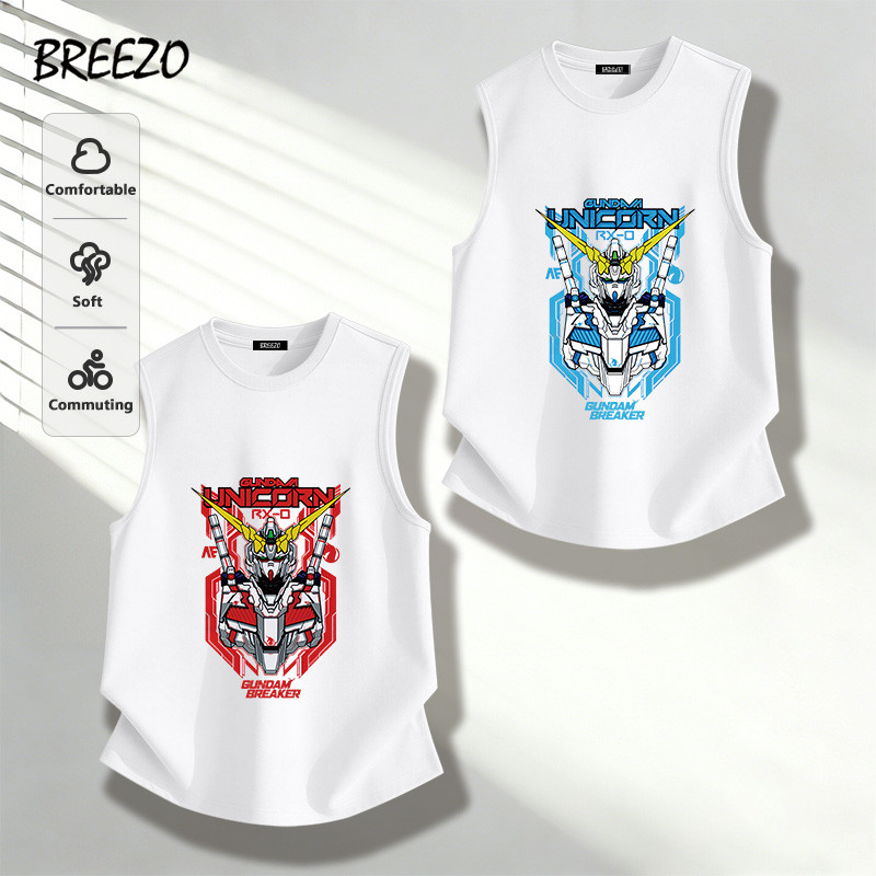 เสื้อกล้ามผู้ชาย ผ้าฝ้ายแท้ ผ้าดีใส่สบายไม่ร้อน Mobile Suit Gundam ลายกราฟฟิก สตรีทสไตล์ ใหม่ พร้อมส่งในไทย