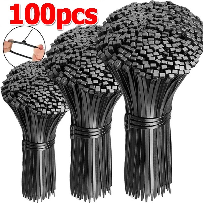 สายเคเบิลมัลติวัตถุประสงค์ 100pcs สายรัด / สายรัดยึดลวดล็อคตัวเอง