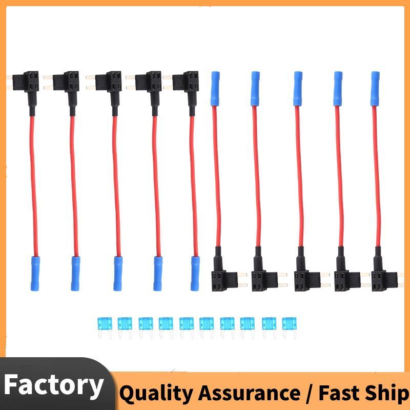 10 แพ็ค - 12V รถ Add-a-cuit Fuse TAP อะแดปเตอร์ Mini Blade Fuse Holder