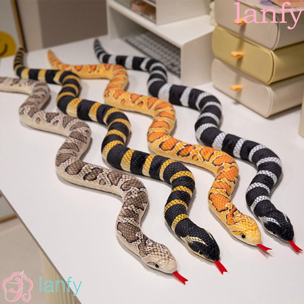 LANFY งูตุ๊กตาสัตว์จําลอง Plushie ยาว 100/150 ซม. สีดําและสีขาว ของเล่นฮาโลวีน ของขวัญ