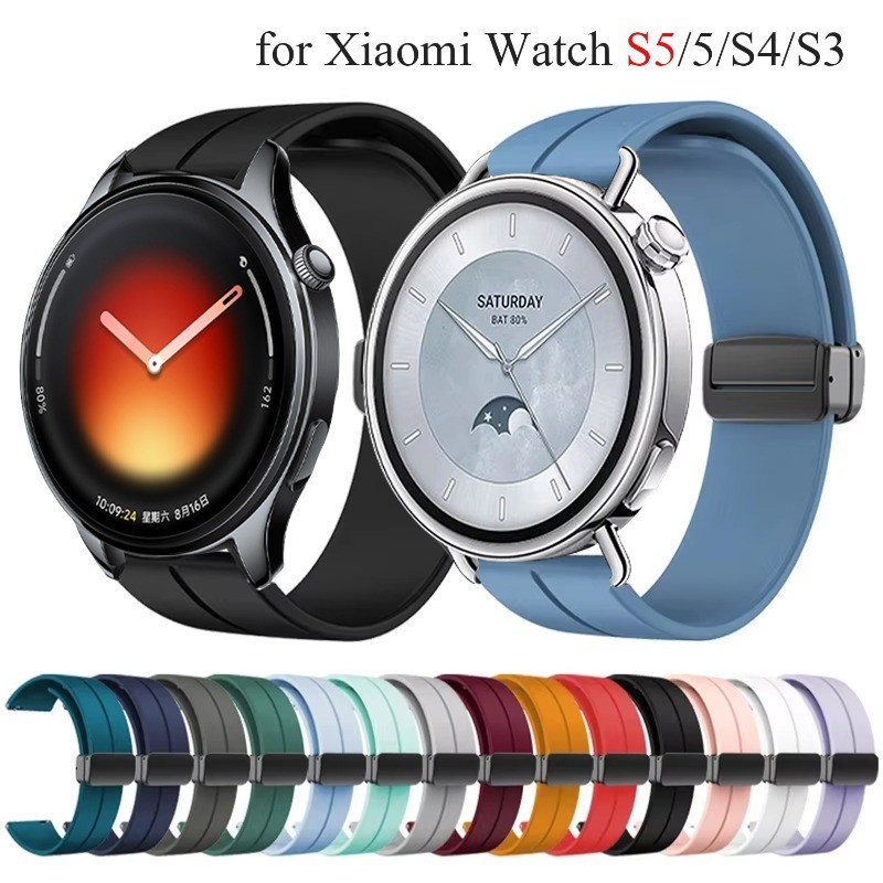 18 มม.20 มม.22 มม.สายรัดข้อมือซิลิโคนสําหรับ Xiaomi นาฬิกา S5/5/S4 47 มม.41 มม.หัวเข็มขัดแม่เหล็ก Correa สําหรับ Xiaomi นาฬิกา S3/S2/S1 pro สายรัดข้อมือ