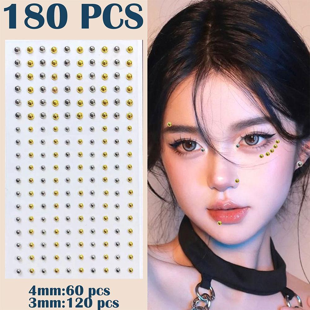 สติกเกอร์แต่งหน้าตา Lip Studs จมูก Studs คิ้ว Studs สติกเกอร์ Diy Face O0c8