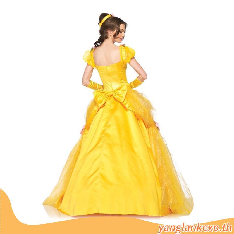 Oos ชุดเดรสคอสเพลย์เจ้าหญิง Belle Beauty and the Beast สําหรับผู้ใหญ่