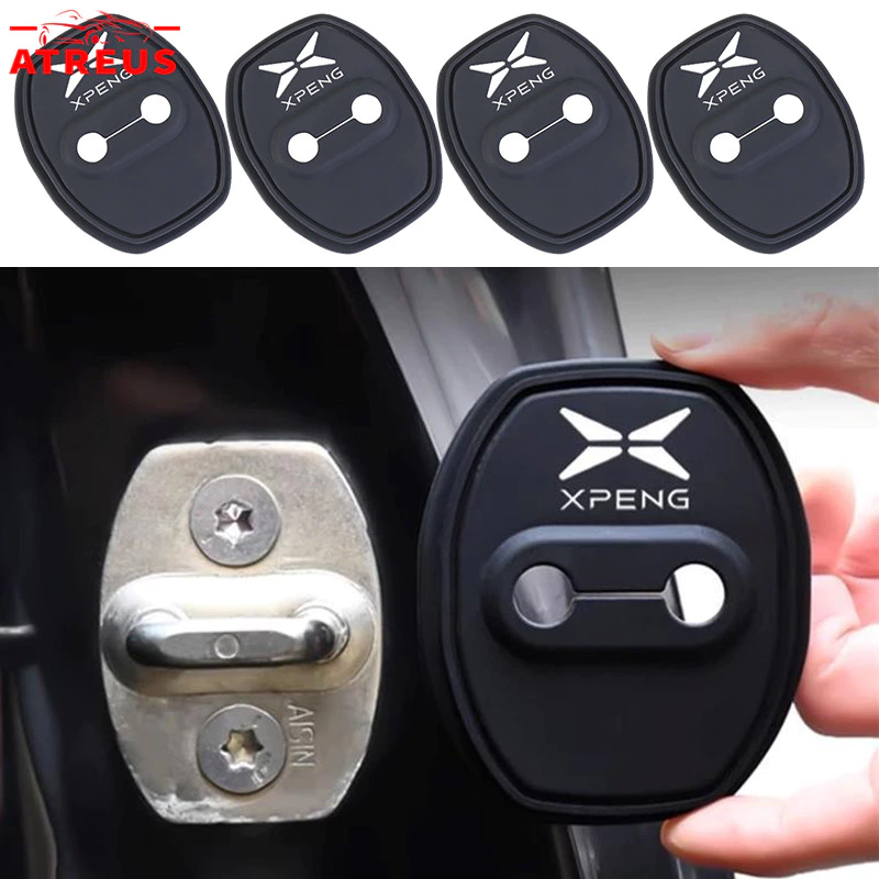 4 ชิ้น Xpeng X9 G6 ซิลิโคนแผ่นล็อคประตู กันเสียงบัฟเฟอร์เงียบ ประตูรถยนต์ป้องกันการชนกัน รถล็อคประตูหัวเข็มขัดปก