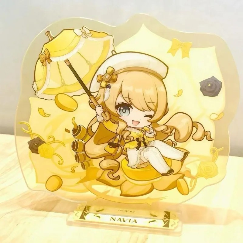 Standee อะนิเมะ Genshin Impact Navia chibi อะคริลิคโต๊ะเรียนตกแต่งของขวัญสะสมพัดลม Navia Genshin Imp