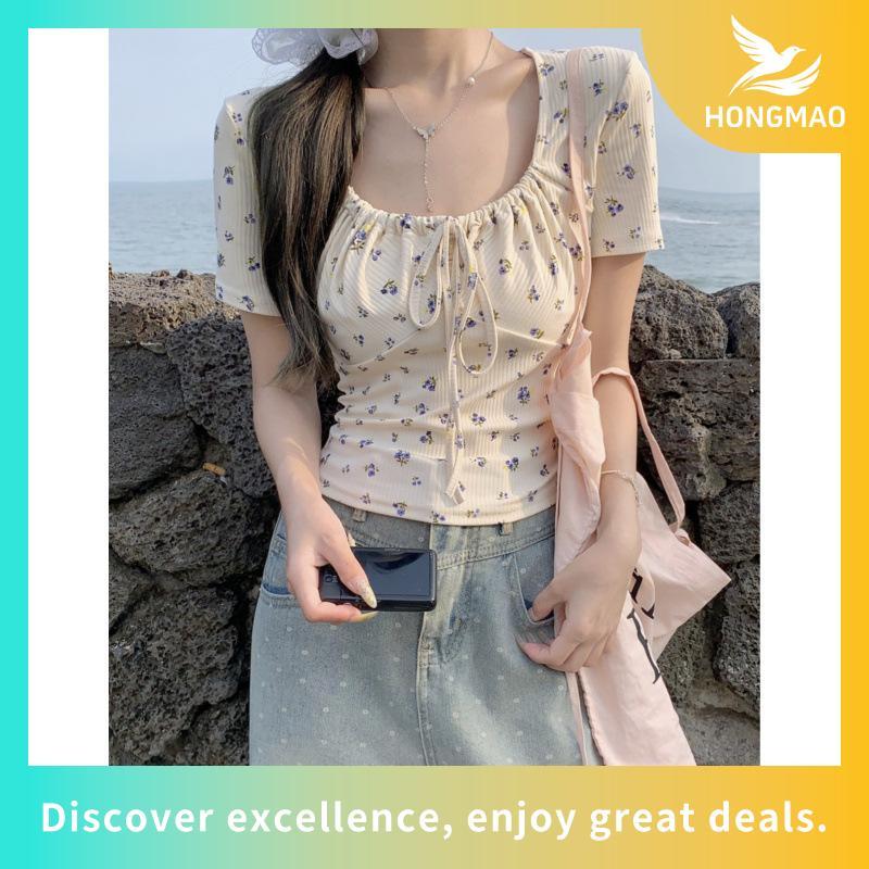 POKEE | KONOMI เสื้อครอปลายดอกไม้