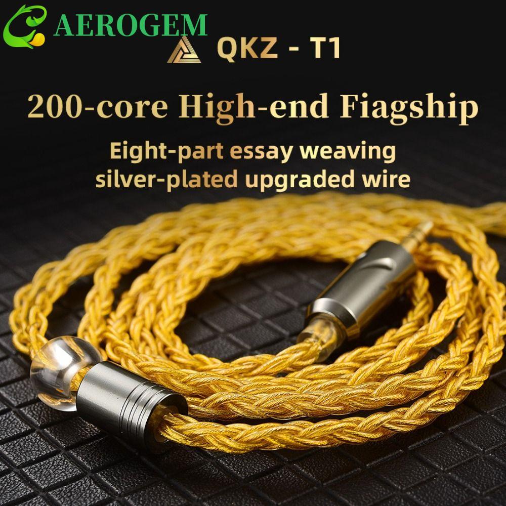 AEROGEM QKZ T1 สายหูฟัง,อัพเกรดสายไฟ Silver Plated KZ สายหูฟัง, เปลี่ยน 0.75 มม.2Pin 8-Strand 3.5 มม