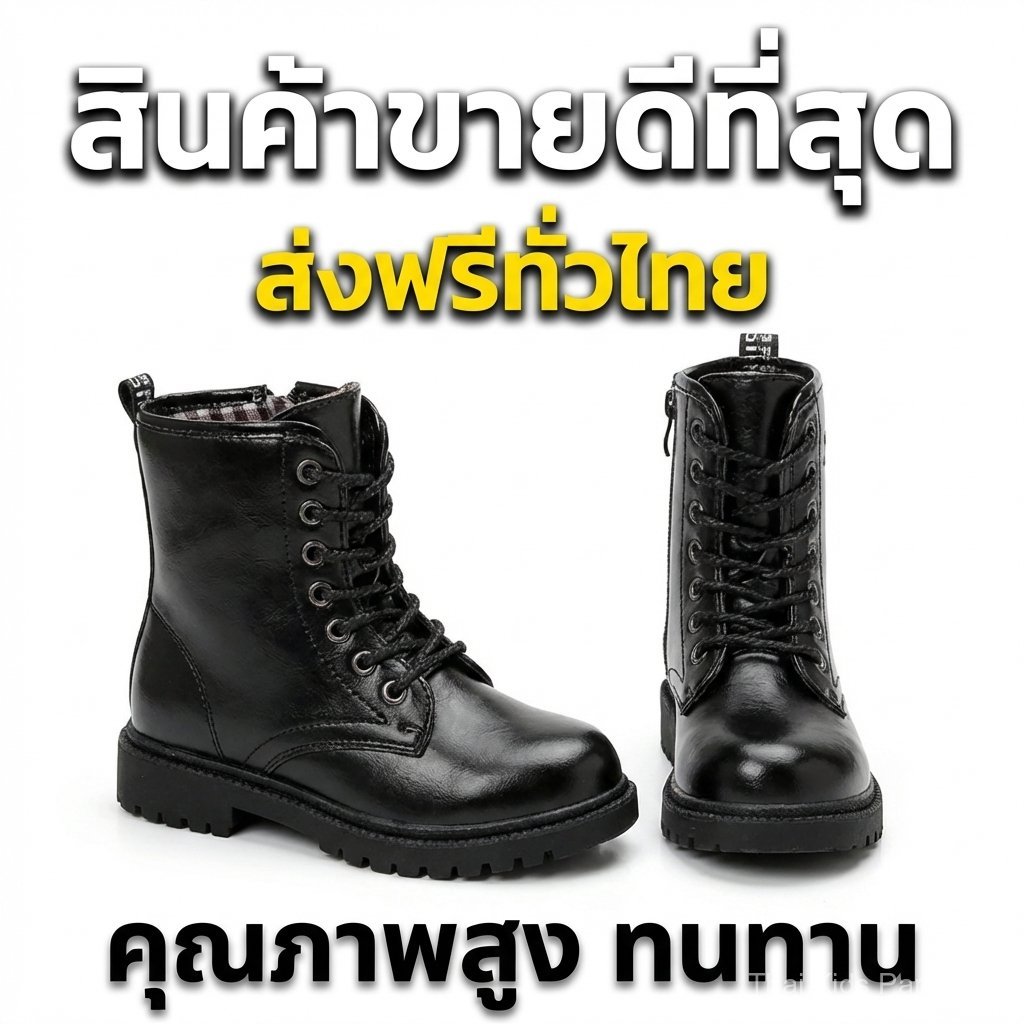 💥Hot sale!💥รองเท้าบูทเด็กสีดำ รองเท้าบูทคอมแบตสีดำ มีให้เลือกทั้งแบบผู้ใหญ่และเด็ก รองเท้าฝึกทหาร ไซส์ 27-37
