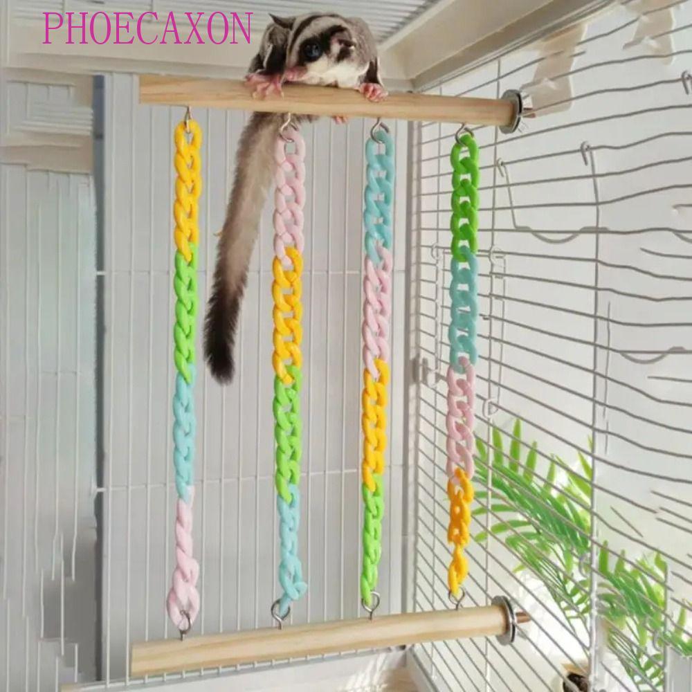 PHOECAXON Mice Rope Swing Stand, Chew-Proof Wobble-Free Sugar Glider Climbing Toys, Practical Wear Resistance Bite Resistance Interactive Cage แขวนของเล่นสัตว์ขนาดเล็ก
