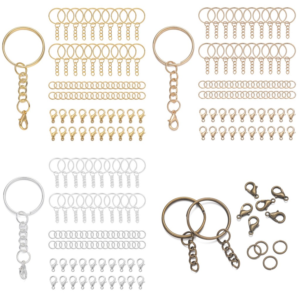20ชุด เซ็ตพวงกุญแจ DIY 170ชิ้น รวมตะขอก้ามปู ห่วงเปิด และโซ่ต่อ อะไหล่ทำที่ห้อยกระเป๋า ครบชุดคุณภาพดี