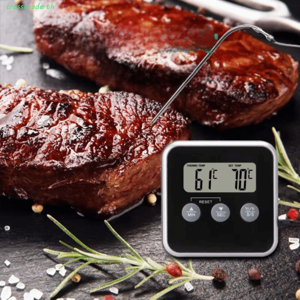 CROSSTRADE BBQ เครื่องวัดอุณหภูมิเนื้อ, พร้อมนาฬิกาปลุกเครื่องวัดอุณหภูมิอาหารดิจิตอลกันน้ํา, Gadget