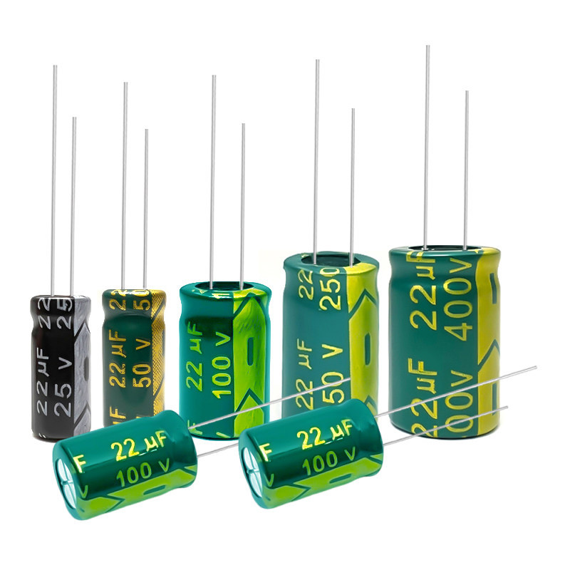 10PCS ตัวเก็บประจุไฟฟ้าความถี่สูง 22uf 25v35v50v63v100v160v200v250v400v450v