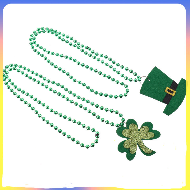 🎉 6PCS สร้อยคอวันเซนต์แพทริค ของตกแต่งแขวนใบโคลเวอร์ สำหรับปาร์ตี้