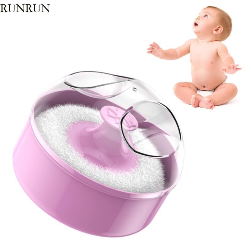 RUN Baby Body Cosmetic Powder Puff and Container Case Infant Kid Powder Puff Empty Loose Powder Box 