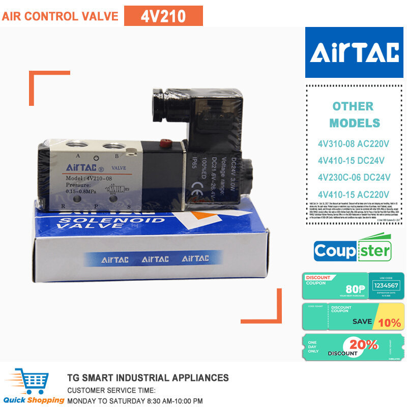 Airtac Solenoid วาล์ว 4V310-08 AC220V 4V410-15 DC24V 4V230C-06 DC24V 4V410-15 AC220V 220v 5 ทิศทางย้