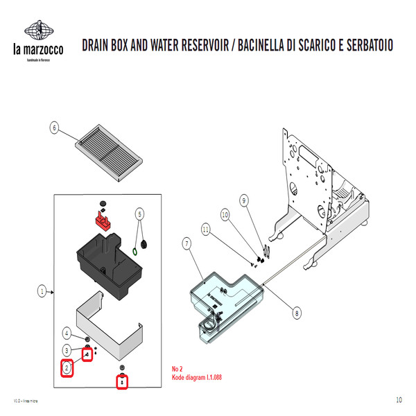 Original La Marzocco Linea Micra Drain Box Drip Tray Screw / Bolt M4 x 8 mm.