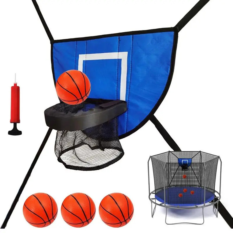 Basketball Hoop For Trampoline Outdoor Children Soft Basketball Hoop Attachment With 4 Balls And Pum