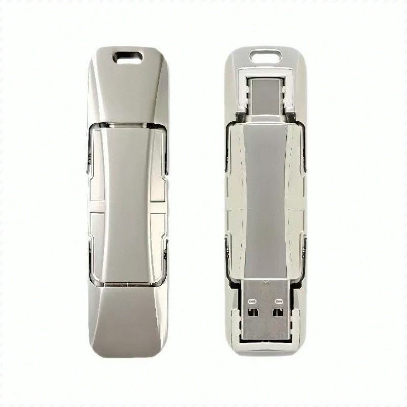 แฟลชไดร์ฟ USB โลหะความจุสูง 2-in-1 ใช้ได้กับคอมพิวเตอร์และโทรศัพท์มือถือ ขนาดเล็ก ถ่ายโอนข้อมูลความเ