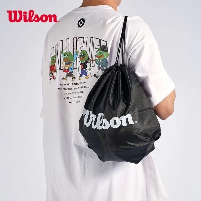 Wilson Wilson Basketball Bag Drawstring Backpack Black Portable Storage Bag Portable Backpack Basket