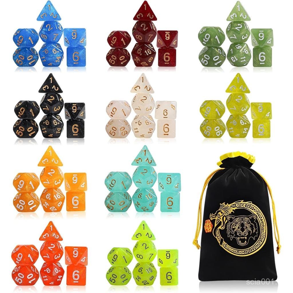 CiaraQ Polyhedral ชุดลูกเต๋า - ลูกเต๋าเล่นบทบาท DND สําหรับ Dungeons และ Dragons RPG Table Games, Mo