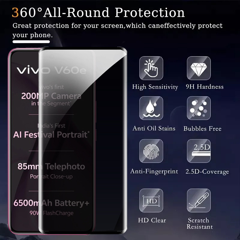 Anti Spy ป้องกันหน้าจอสําหรับ Vivo V60e 5G Full Coverage ความเป็นส่วนตัวกระจกนิรภัยสําหรับ Vivo V60 Lite V50e V50 V40 V40e Lite SE 80W 4G 5G 9H ระเบิด HD ฟิล์มแก้วและฟิล์มเลนส์ ราคา ถูกที่สุด ดีลบีเคเค แกลเลอรีภาพที่ 2