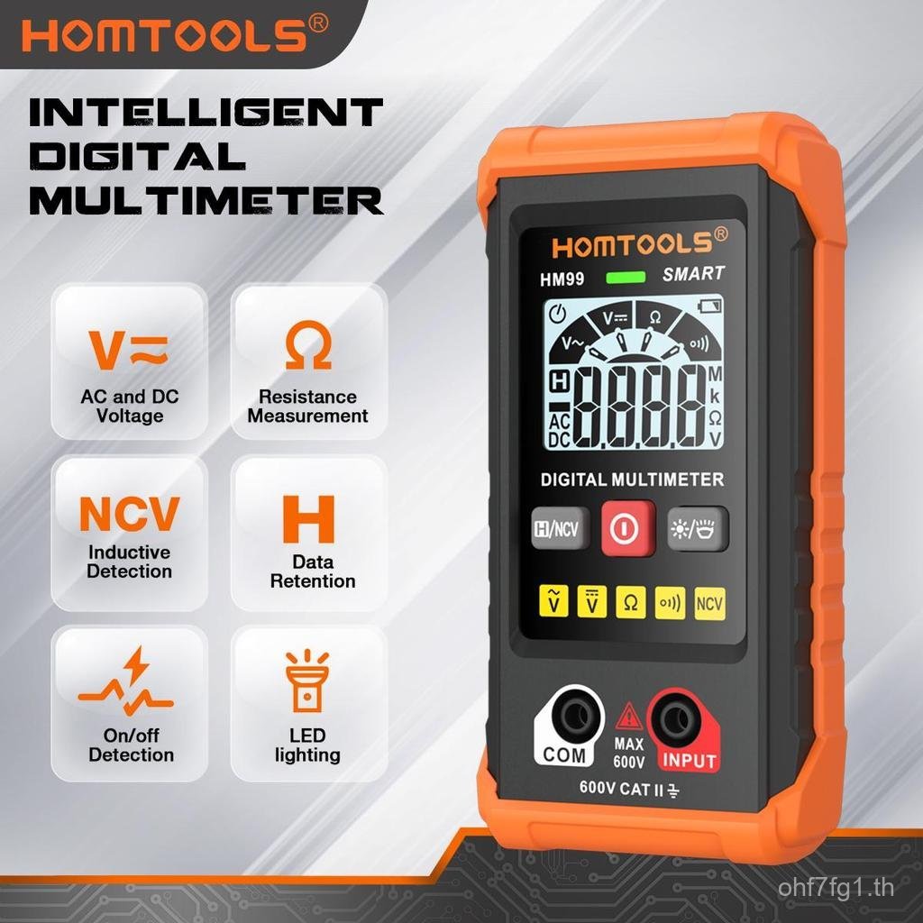 2026【HT123=HM99】จัดส่งฟรี, [COD] มัลติมิเตอร์อัจฉริยะแบบดิจิตอลอัตโนมัติแบบพกพา, HOMTOOLS, HT123 / H